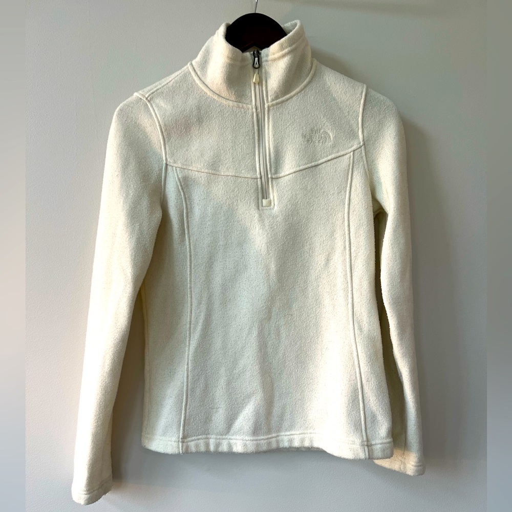 Women’s North Face Quarter Zip Pullover, White, Small